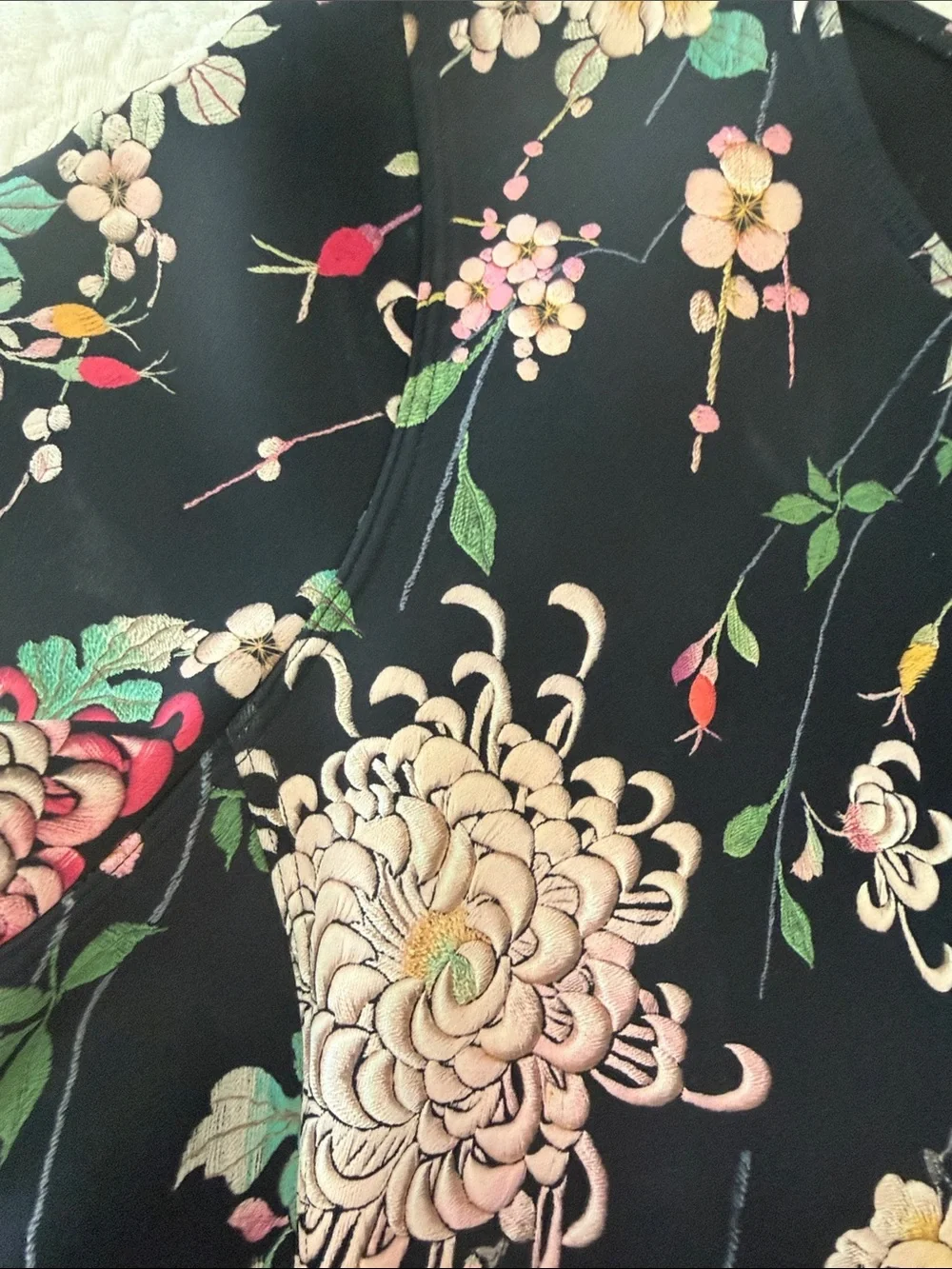 Johnny Was Black Floral Zip-Front neoprene wetsuit  with Pink & Yellow Accents
